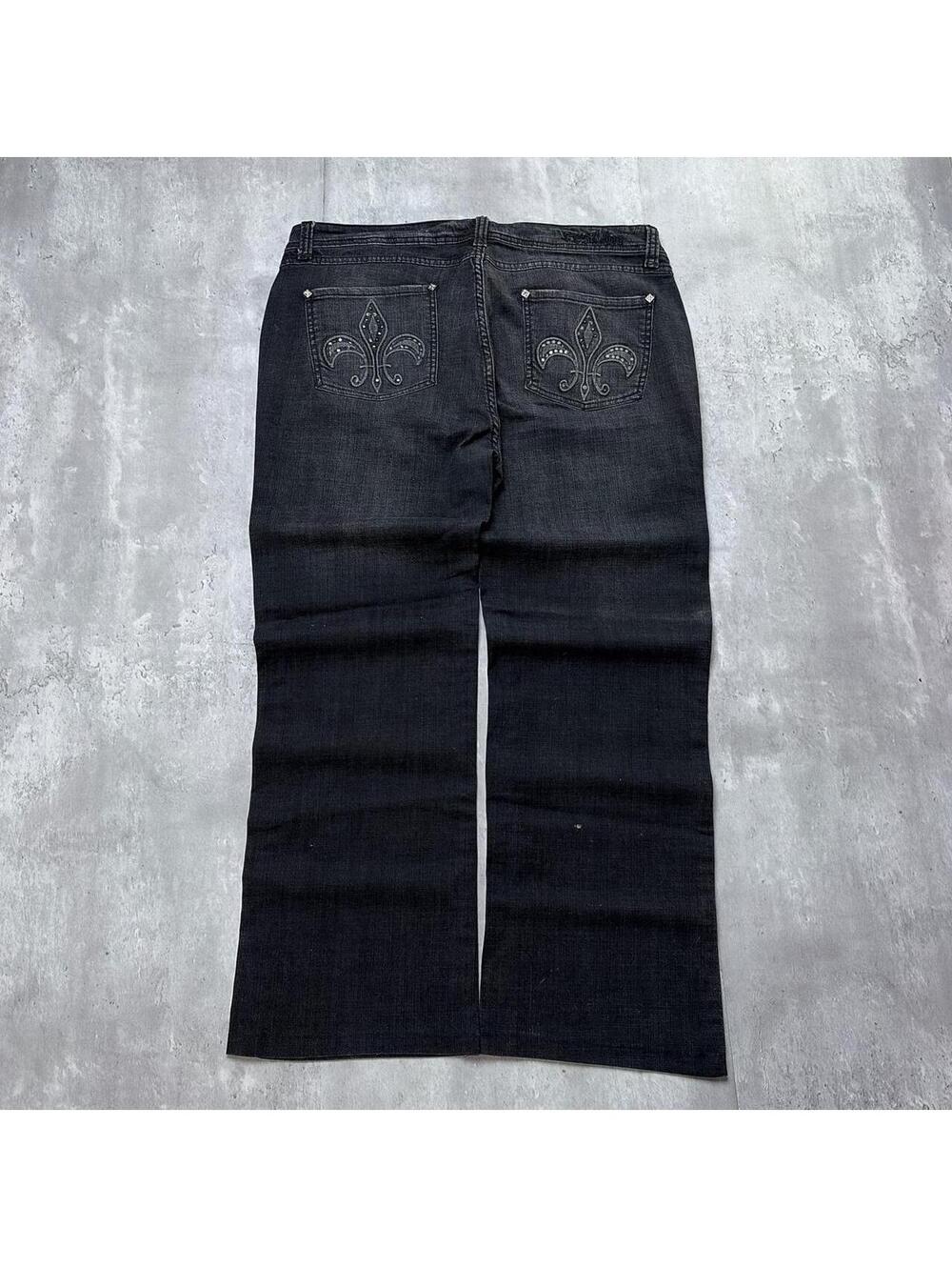 Y2K Black C’est Toi Grunge Gothic Cross Bootcut Denim Jeans